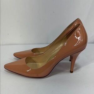 ✂️ Talbots Tan Nude patent leather Heels Sleek Pointed-Toe Stiletto: